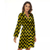 Zigzag Yellow And Black Print Pattern Women's Robe-grizzshop