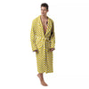 Zigzag Yellow And White Print Pattern Men's Robe-grizzshop