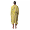 Zigzag Yellow And White Print Pattern Men's Robe-grizzshop