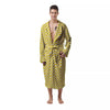 Zigzag Yellow And White Print Pattern Men's Robe-grizzshop