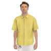 Zigzag Yellow And White Print Pattern Men's Short Sleeve Shirts-grizzshop