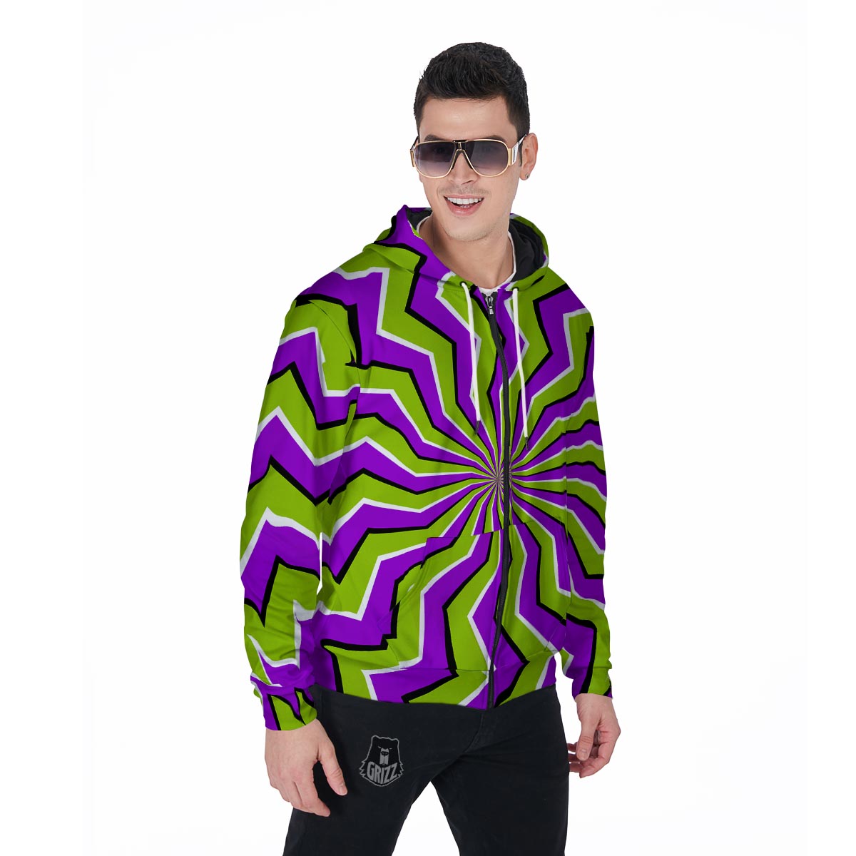 Zigzag Optical illusion Men's Zip Up Hoodie-grizzshop