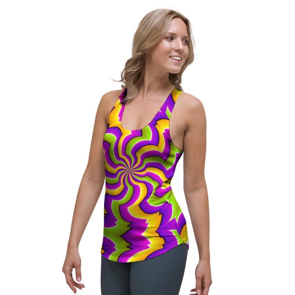 Zigzag Psychedelic Optical illusion Women's Racerback Tank Top-grizzshop