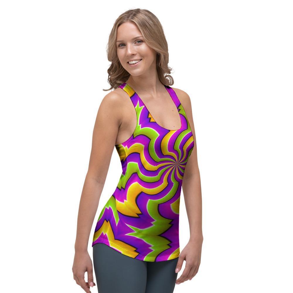 Zigzag Psychedelic Optical illusion Women's Racerback Tank Top-grizzshop