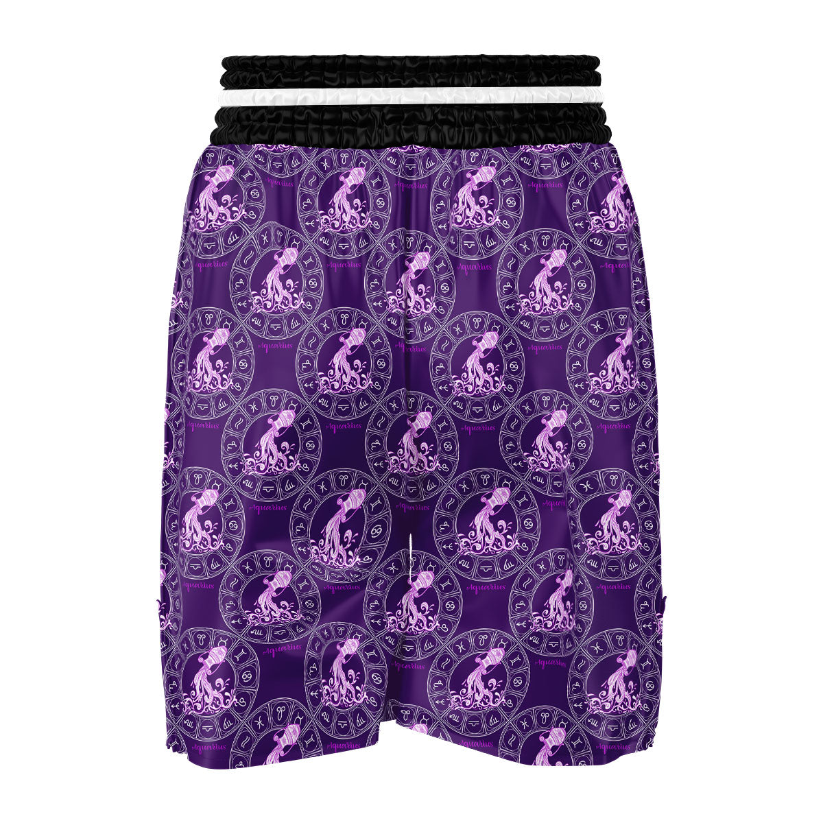 Zodiac Aquarius Purple Print Pattern Boxing Shorts-grizzshop