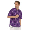 Zodiac Aquarius Purple Print Pattern Men's Short Sleeve Shirts-grizzshop