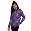 Zodiac Aquarius Purple Print Pattern Women's Bomber Jacket-grizzshop