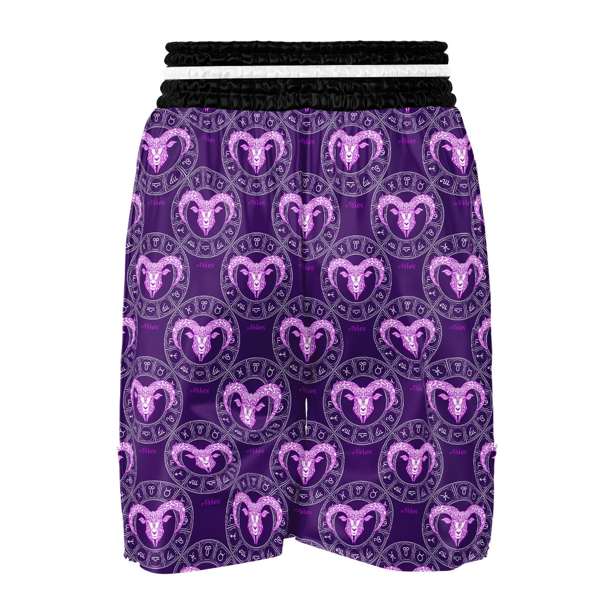 Zodiac Aries Purple Print Pattern Boxing Shorts-grizzshop