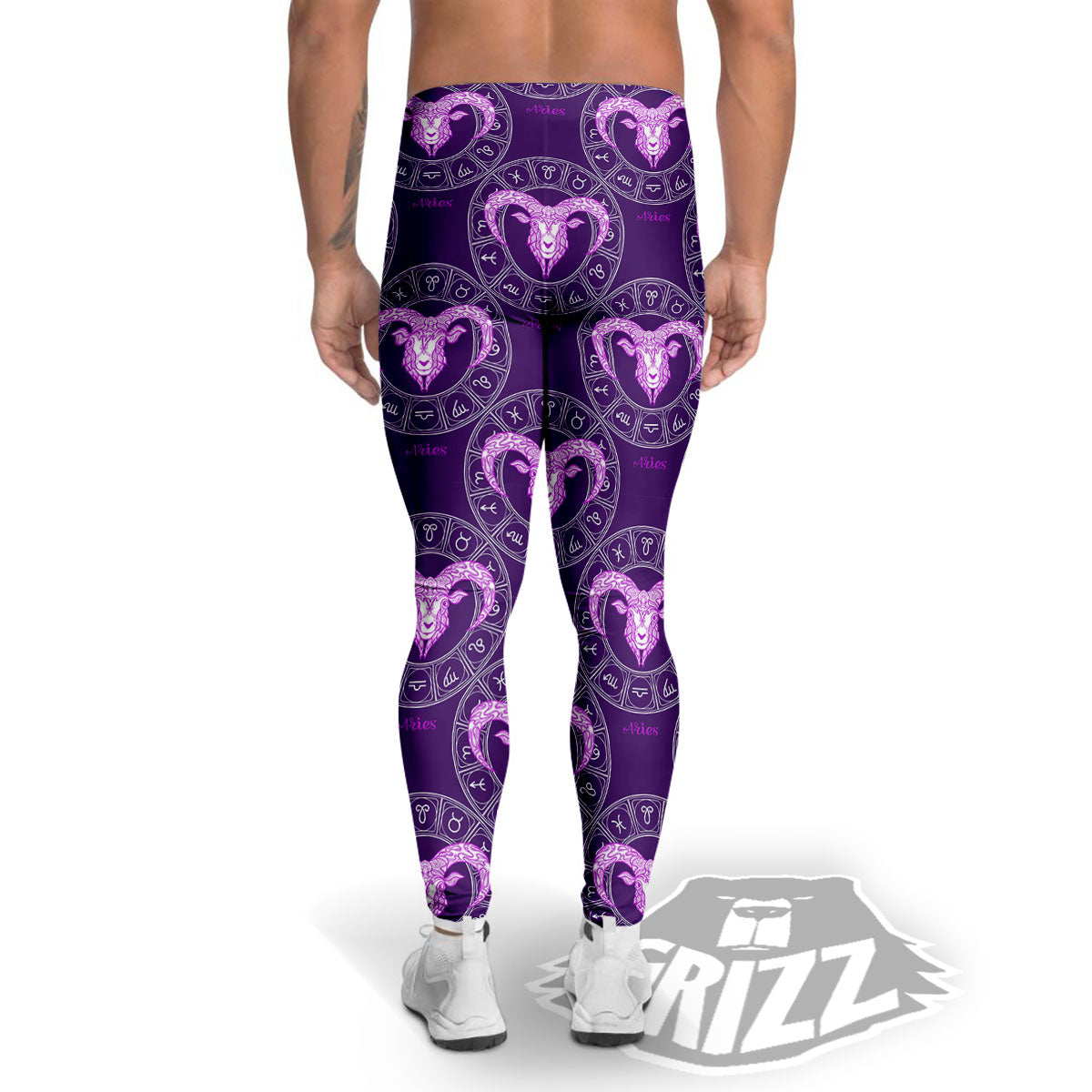 Zodiac Aries Purple Print Pattern Men's Leggings – Grizzshopping