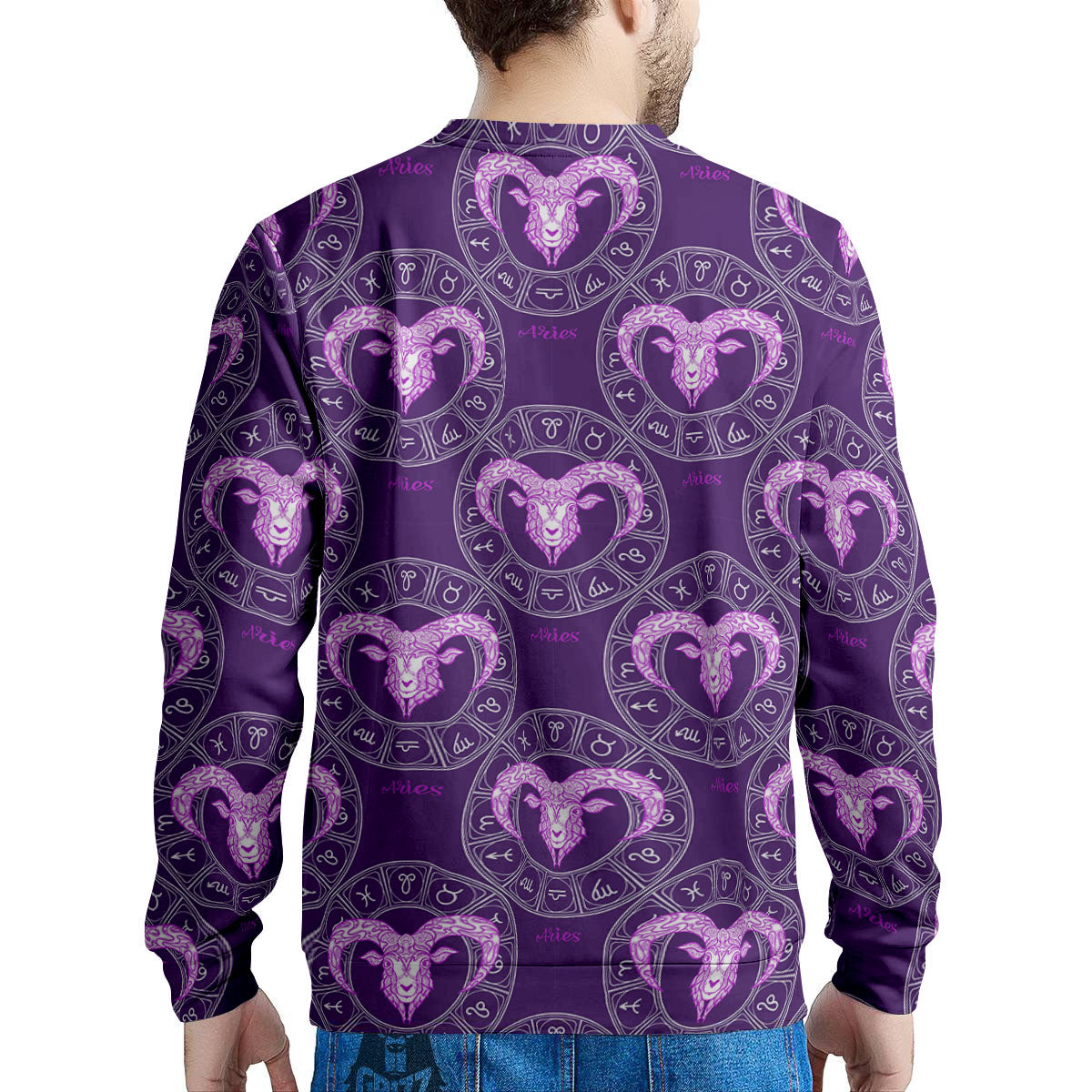 Zodiac Aries Purple Print Pattern Men's Sweatshirt-grizzshop
