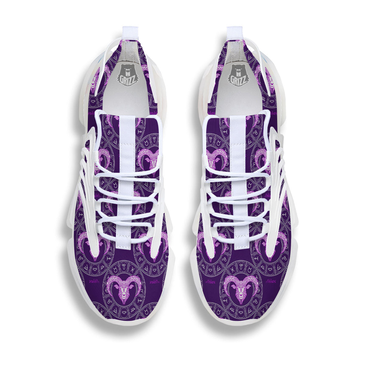 Zodiac Aries Purple Print Pattern White Gym Shoes-grizzshop