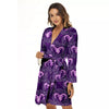 Zodiac Aries Purple Print Pattern Women's Robe-grizzshop