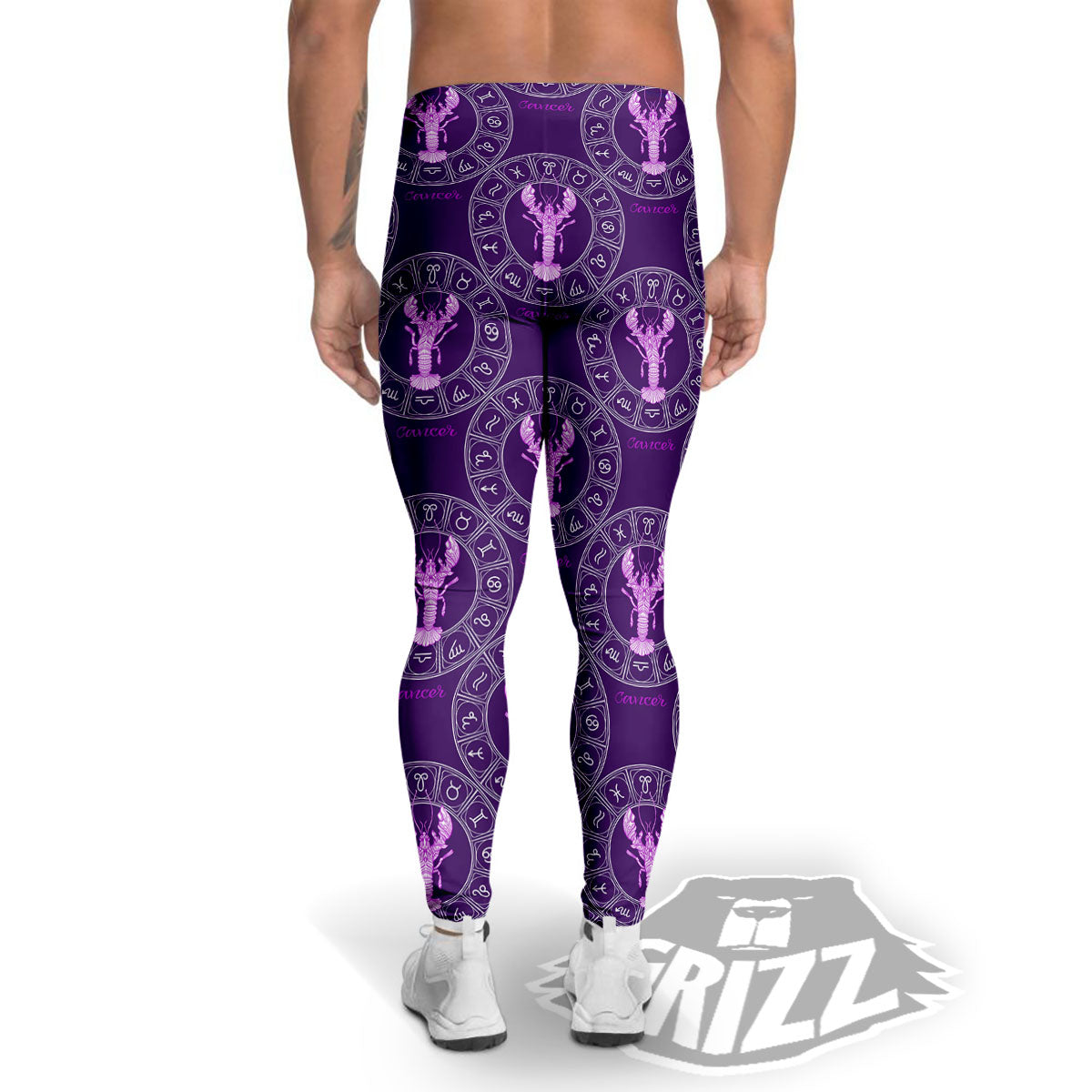 Zodiac Cancer Purple Print Pattern Men's Leggings-grizzshop