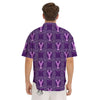 Zodiac Cancer Purple Print Pattern Men's Short Sleeve Shirts-grizzshop