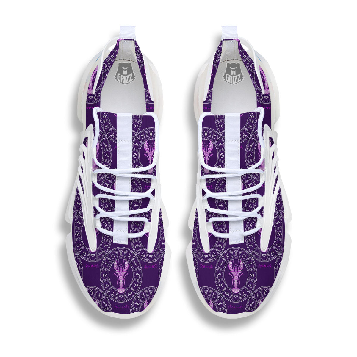 Zodiac Cancer Purple Print Pattern White Gym Shoes-grizzshop