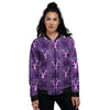 Zodiac Capricorn Purple Print Pattern Women's Bomber Jacket-grizzshop