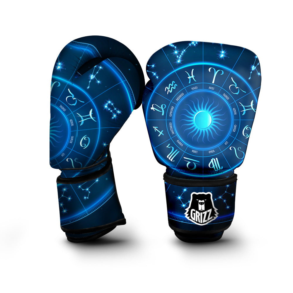 Zodiac Circle Blue Light Print Boxing Gloves-grizzshop