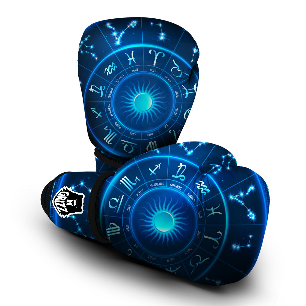 Zodiac Circle Blue Light Print Boxing Gloves-grizzshop