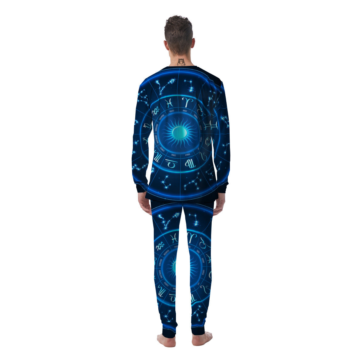 Zodiac Circle Blue Light Print Men's Pajamas-grizzshop