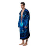 Zodiac Circle Blue Light Print Men's Robe-grizzshop