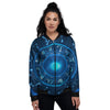 Zodiac Circle Blue Light Print Women's Bomber Jacket-grizzshop