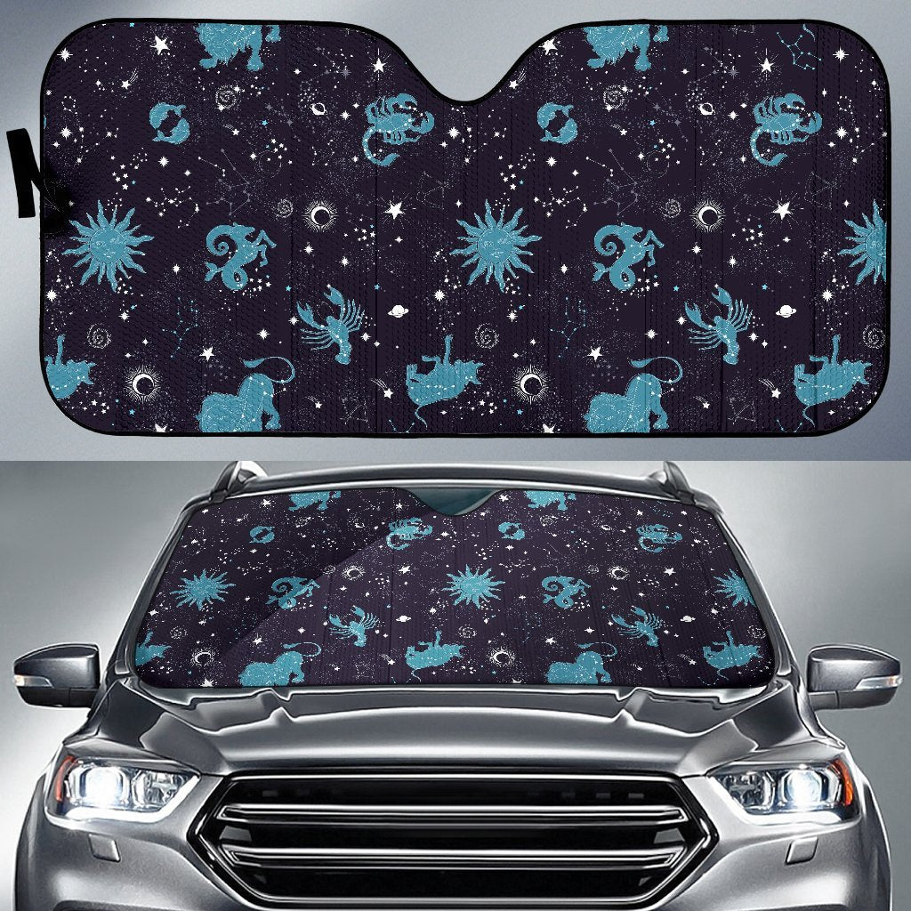 Zodiac Constellation Pattern Print Car Sun Shade-grizzshop