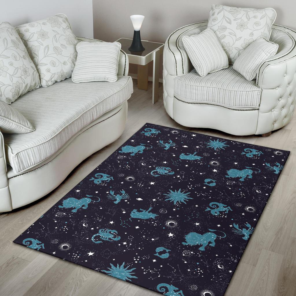 Zodiac Constellation Pattern Print Floor Mat-grizzshop