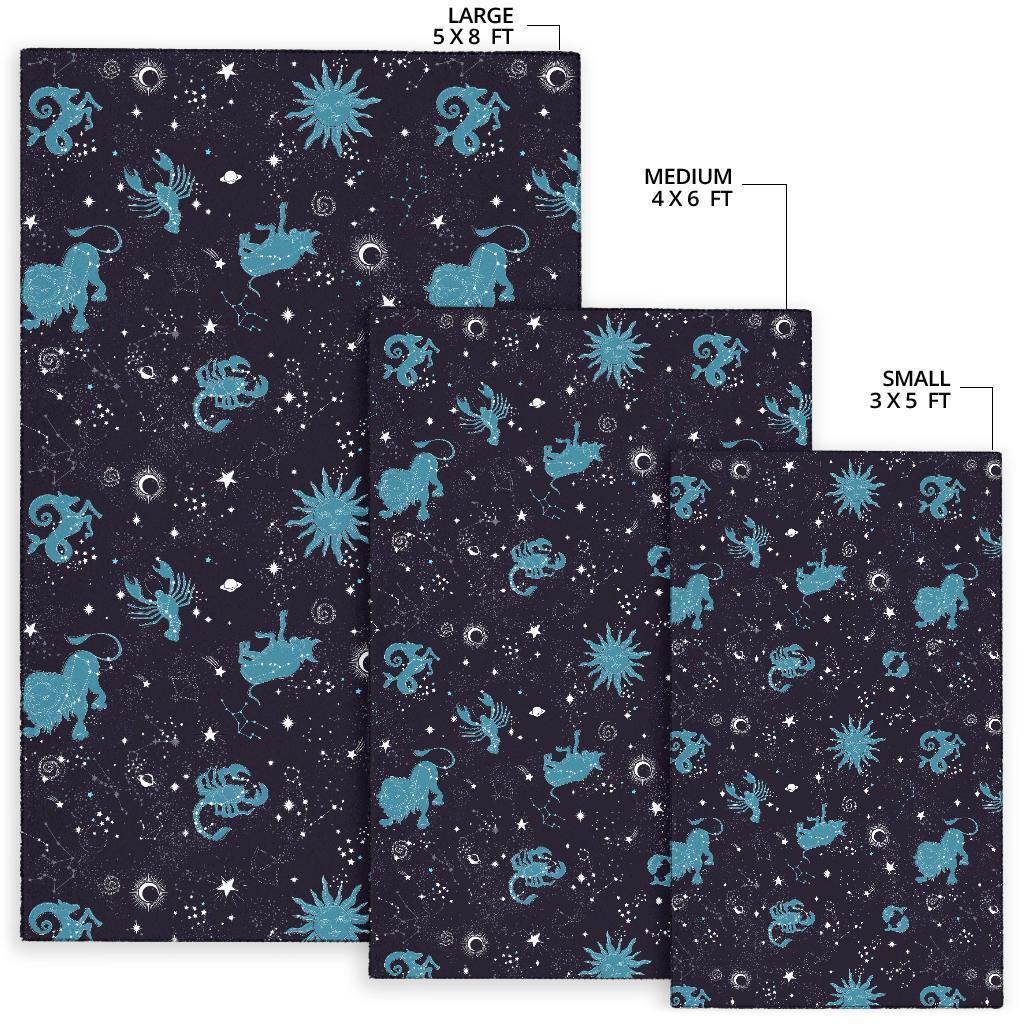 Zodiac Constellation Pattern Print Floor Mat-grizzshop