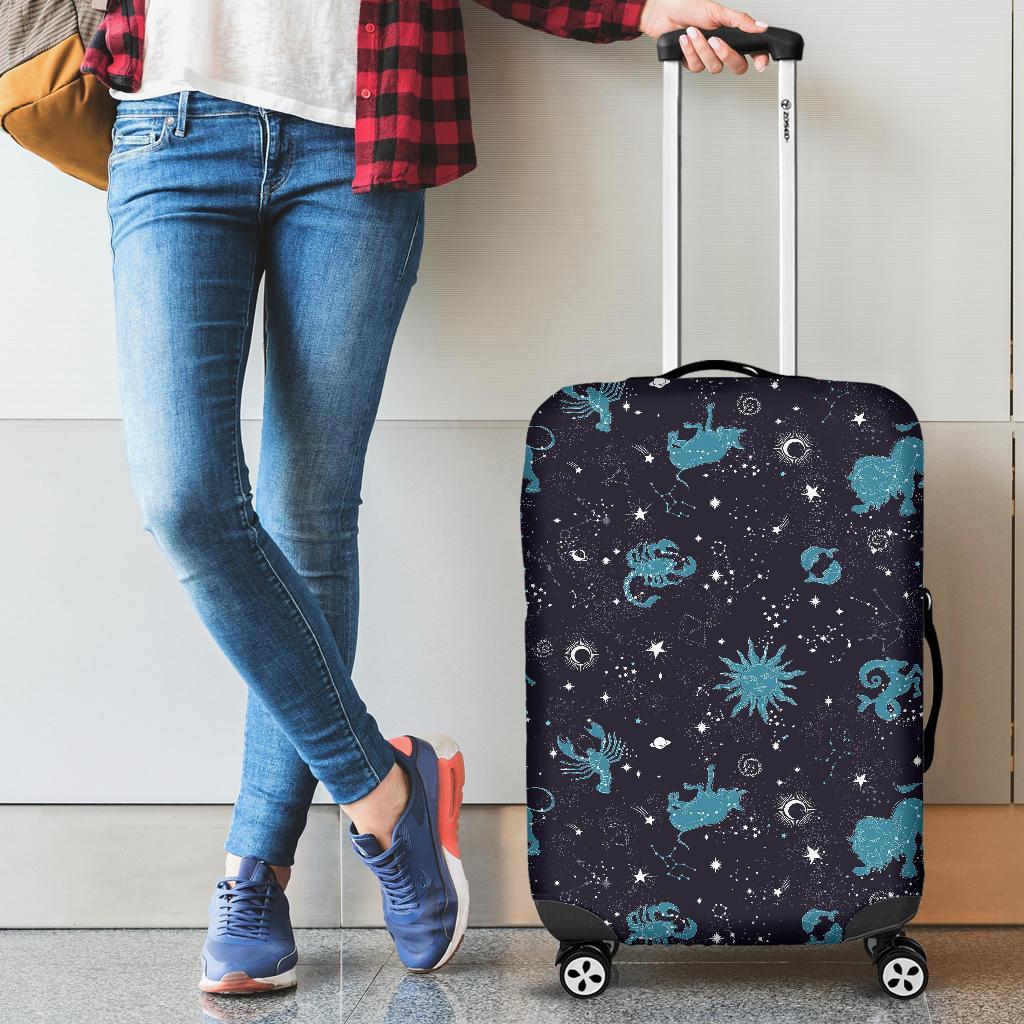Zodiac Constellation Pattern Print Luggage Cover Protector-grizzshop