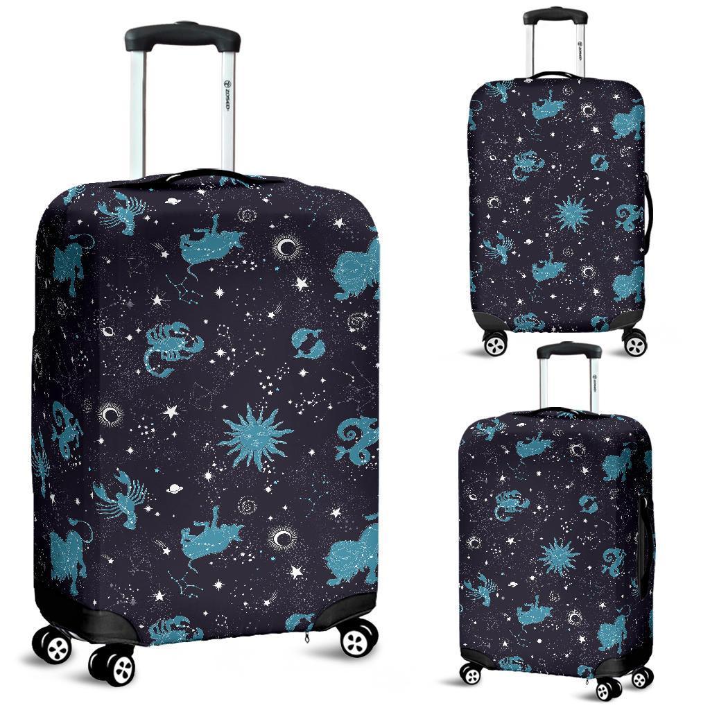 Zodiac Constellation Pattern Print Luggage Cover Protector-grizzshop