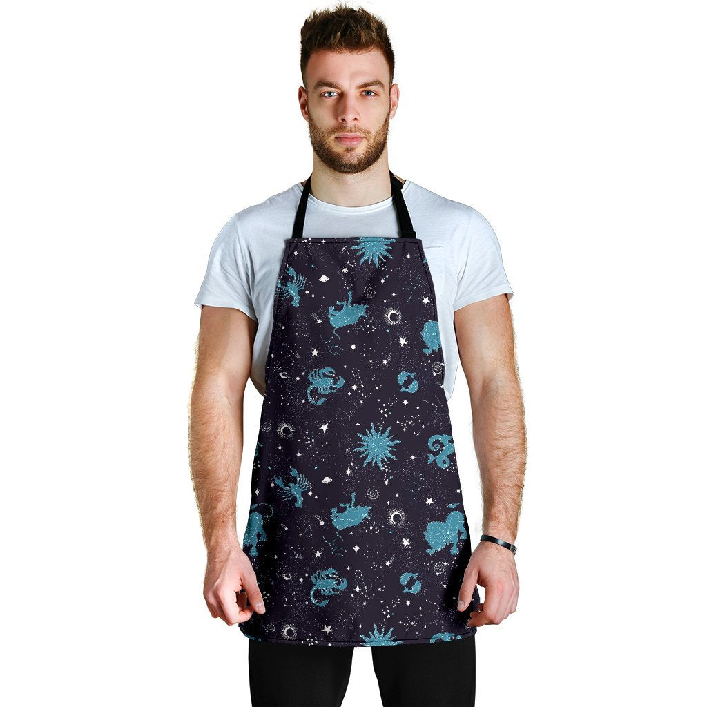 Zodiac Constellation Pattern Print Men's Apron-grizzshop