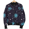 Zodiac Constellation Pattern Print Women Casual Bomber Jacket-grizzshop