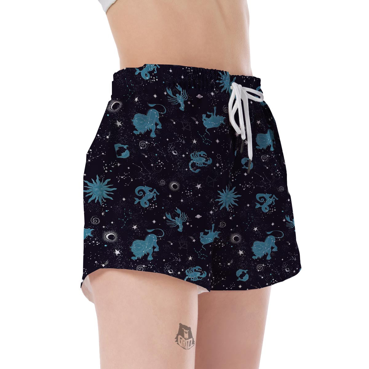 Zodiac Constellation Pattern Print Women's Shorts-grizzshop