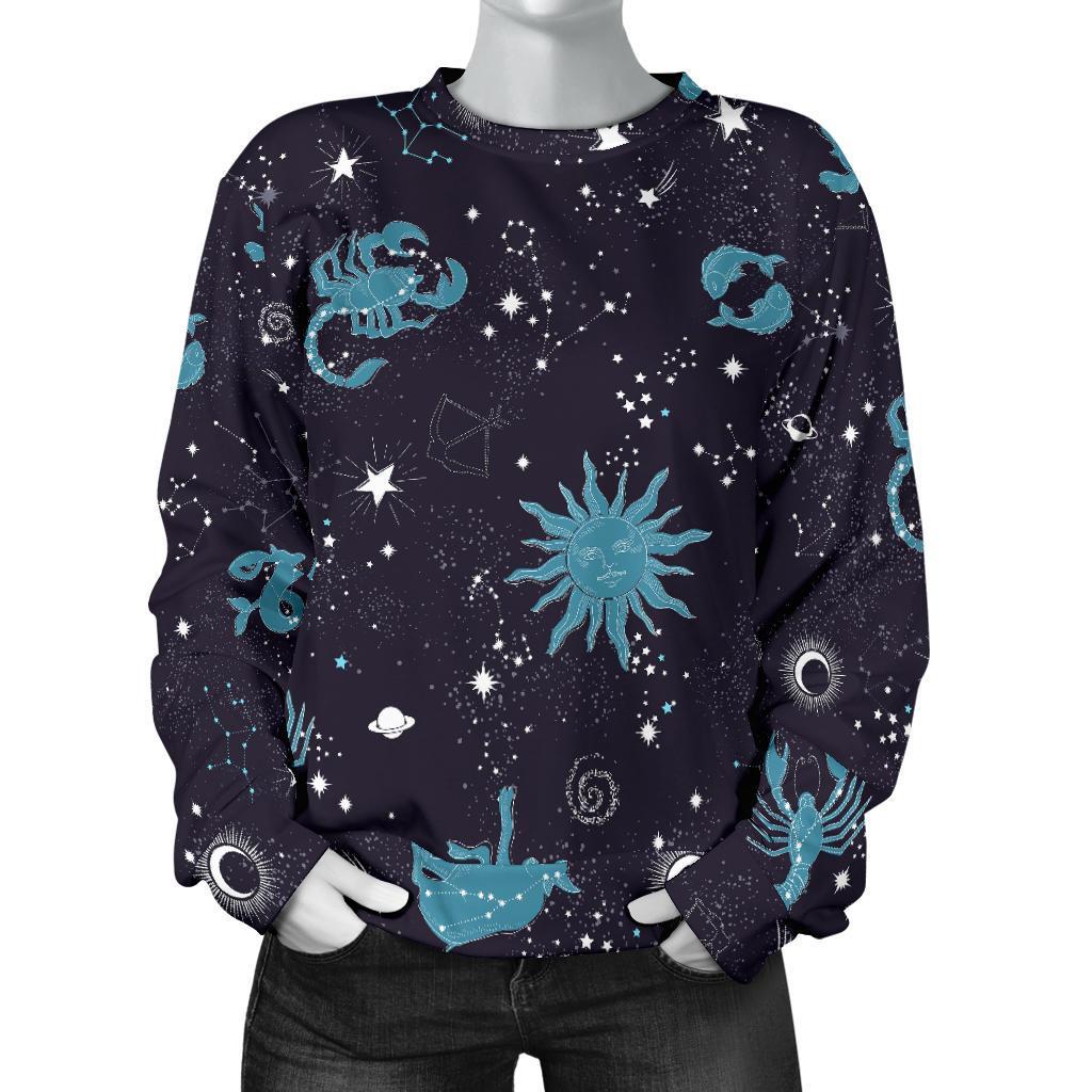 Zodiac Constellation Pattern Print Women's Sweatshirt-grizzshop