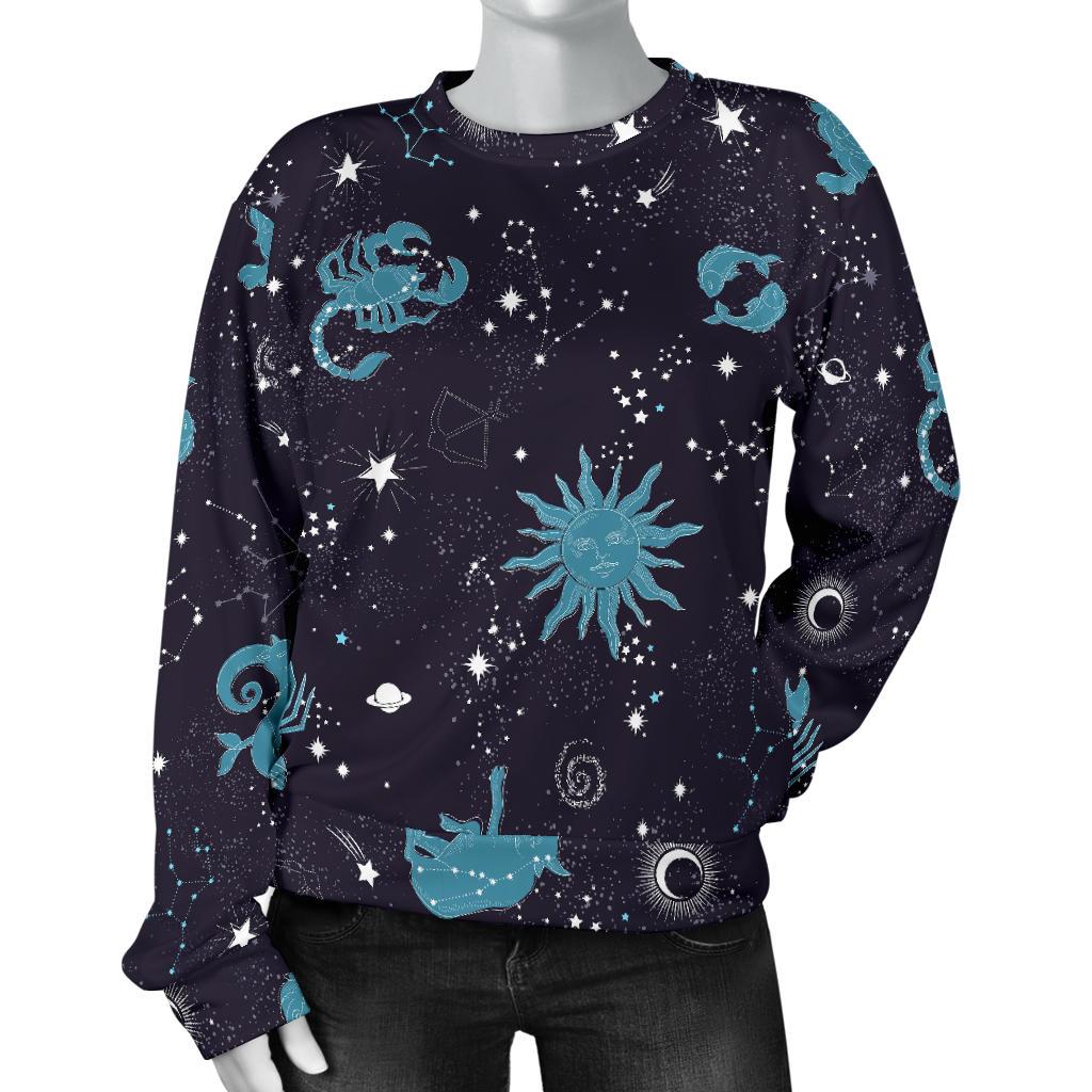 Zodiac Constellation Pattern Print Women's Sweatshirt-grizzshop