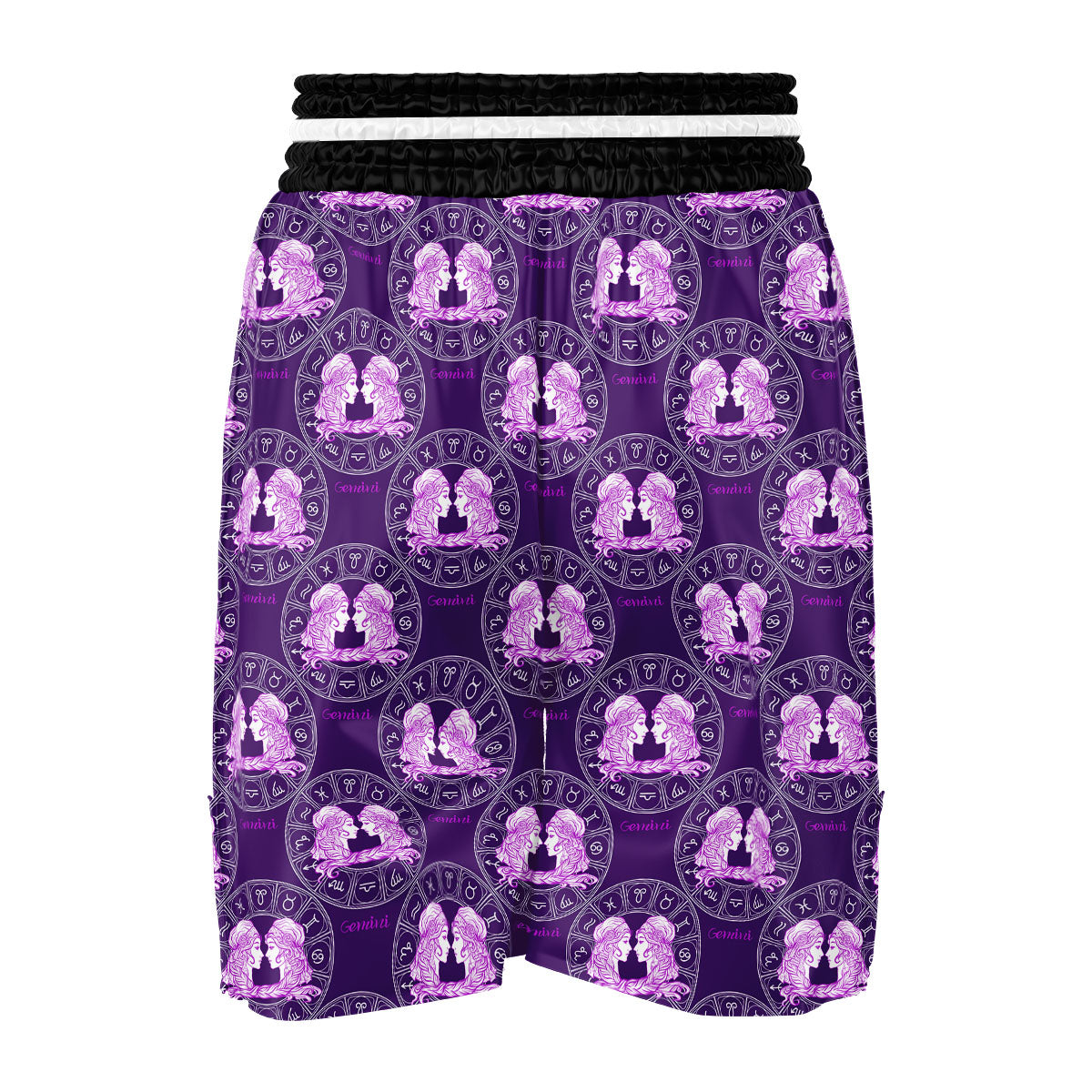 Zodiac Gemini Purple Print Pattern Boxing Shorts-grizzshop