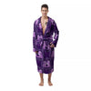 Zodiac Gemini Purple Print Pattern Men's Robe-grizzshop