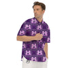 Zodiac Gemini Purple Print Pattern Men's Short Sleeve Shirts-grizzshop