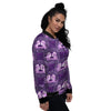 Zodiac Gemini Purple Print Pattern Women's Bomber Jacket-grizzshop