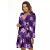 Zodiac Gemini Purple Print Pattern Women's Robe-grizzshop