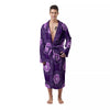 Zodiac Leo Purple Print Pattern Men's Robe-grizzshop