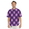 Zodiac Leo Purple Print Pattern Men's Short Sleeve Shirts-grizzshop