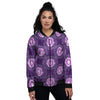 Zodiac Leo Purple Print Pattern Women's Bomber Jacket-grizzshop