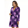 Zodiac Leo Purple Print Pattern Women's Robe-grizzshop