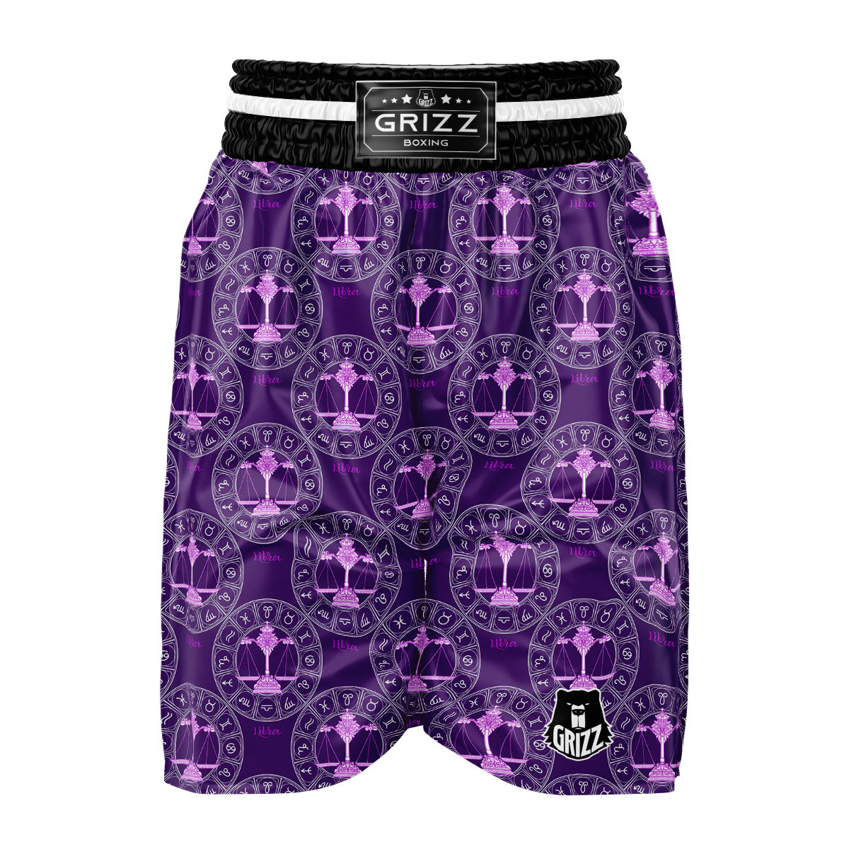 Zodiac Libra Purple Print Pattern Boxing Shorts-grizzshop