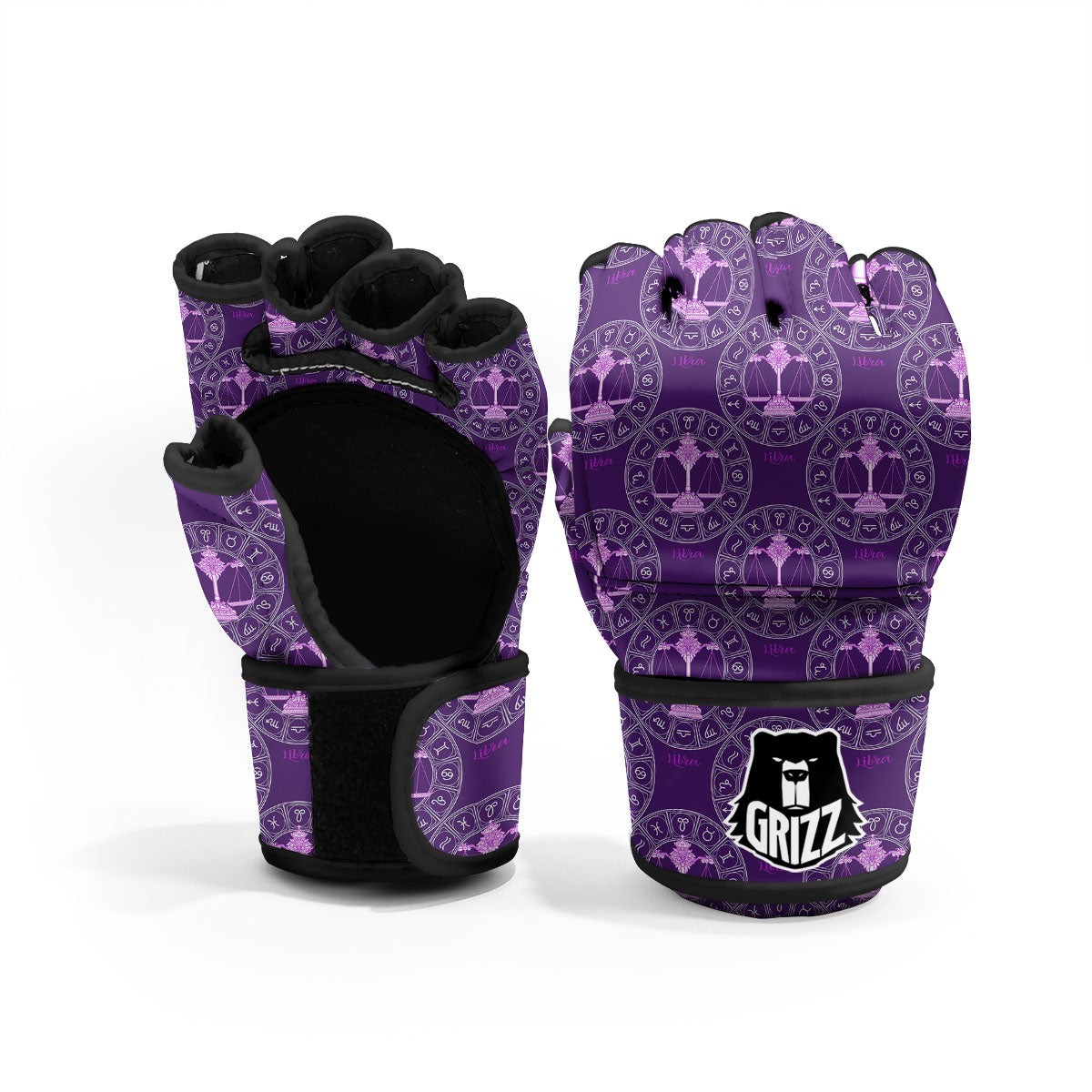 Zodiac Libra Purple Print Pattern MMA Gloves-grizzshop