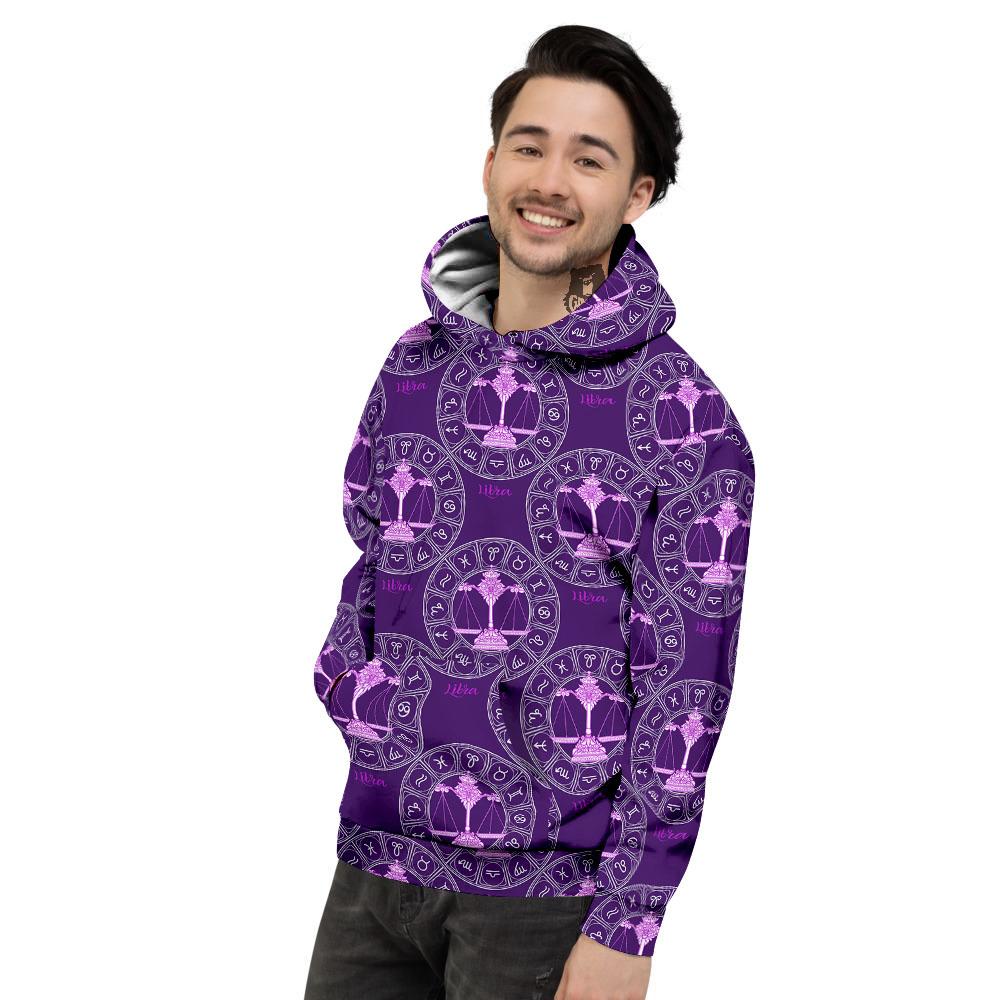 Zodiac Libra Purple Print Pattern Men's Hoodie-grizzshop