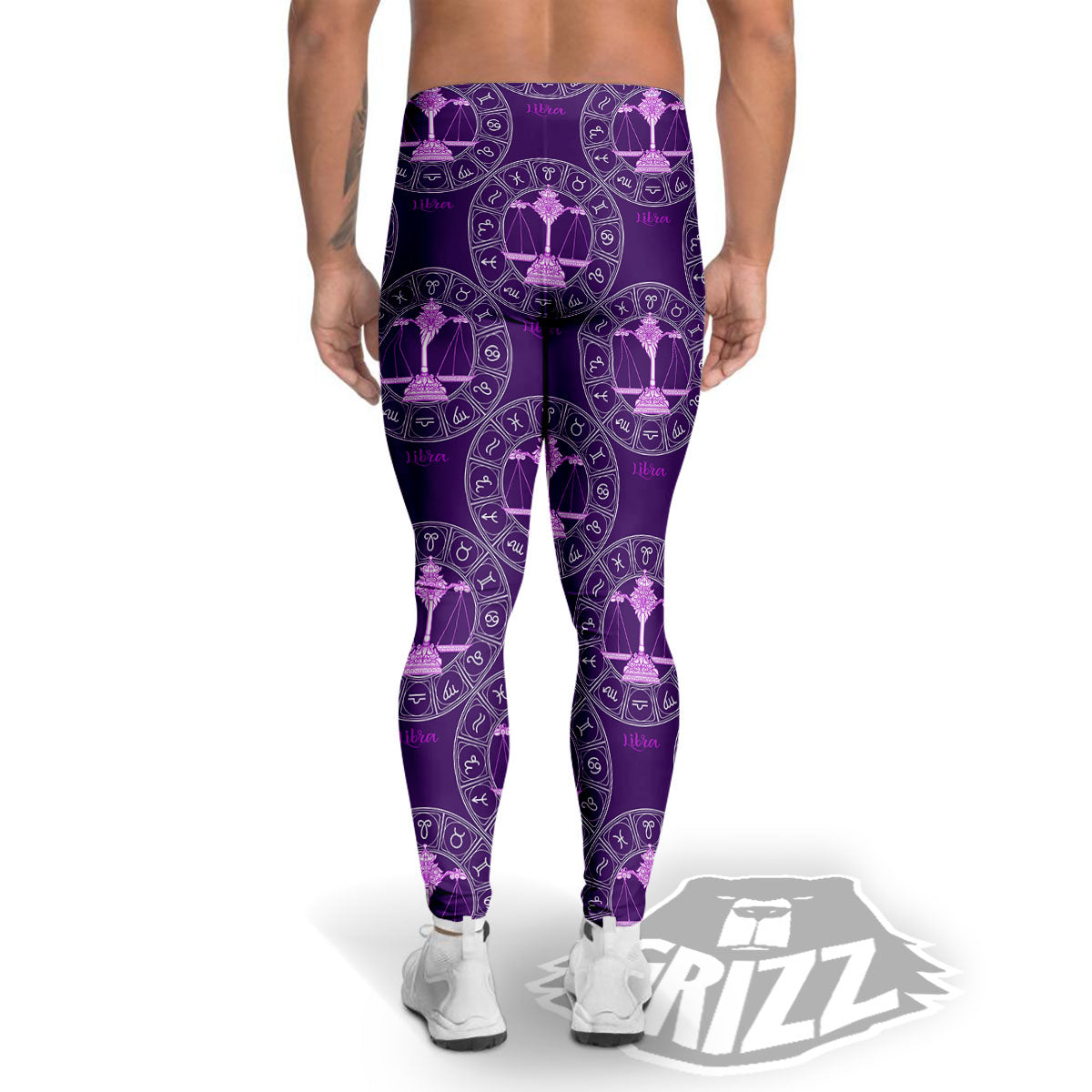 Zodiac Libra Purple Print Pattern Men's Leggings-grizzshop