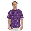 Zodiac Libra Purple Print Pattern Men's Short Sleeve Shirts-grizzshop