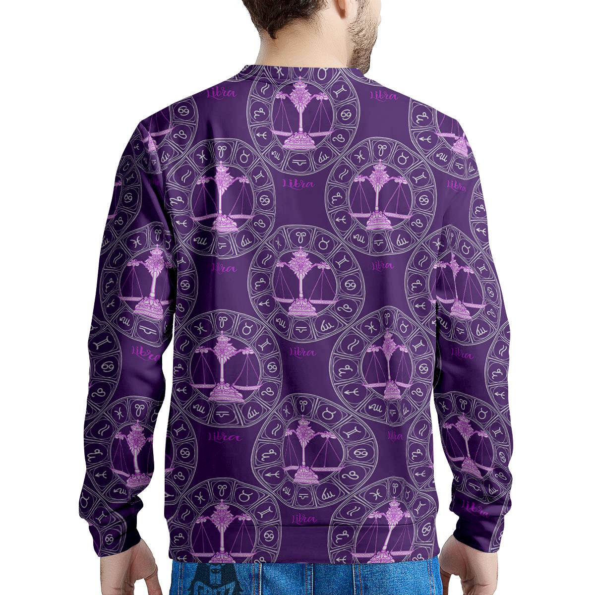 Zodiac Libra Purple Print Pattern Men's Sweatshirt-grizzshop